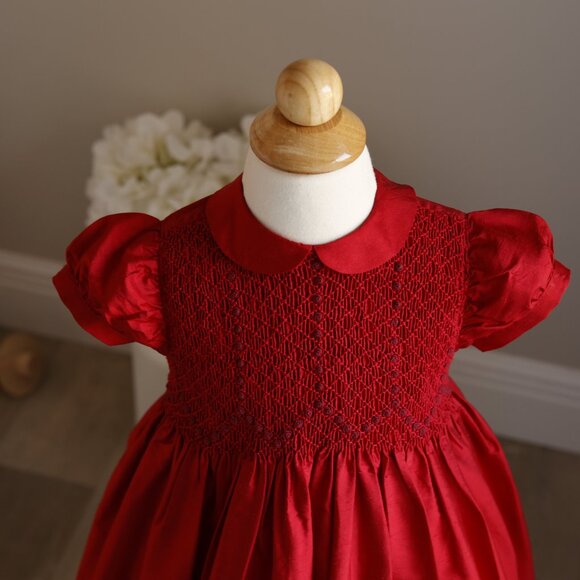 Red Dupioni Silk Dress Designer Mariella Ferrari STUNNING 24 Months New - Picture 2 of 5